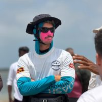 Matt Windhagauer sporting colourful sunblock